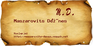 Maszarovits Dénes névjegykártya